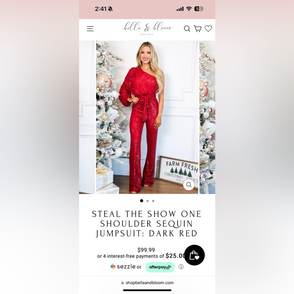 Red Sequin One Shoulder Jumpsuit